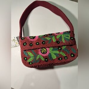 Viral beaded bag Floral Beaded Shoulder Bag - Pink and Green
